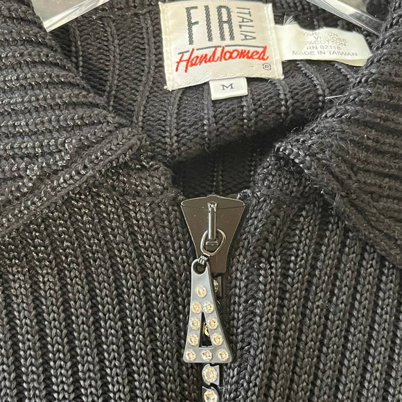 FIA Italia Vintage Handloomed Rhinestone Textured Women's M Sweater - Picture 4 of 5